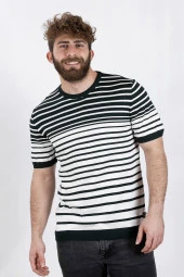 Çizgili Trıko T-shırt, Yeşil-beyaz (Ag504802) - 2