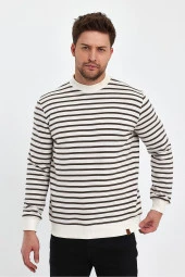 Bisiklet Yaka Çizgili Sweatshirt(E23-761A-ERK) - 2