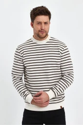 Bisiklet Yaka Çizgili Sweatshirt(E23-761A-ERK) - 3