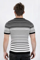 Çizgili Trıko T-shırt, Yeşil-beyaz (Ag504802) - 4