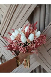 Pembe Islak Lale Gelin Buketi, Gelin Çiçeği, Islak Lale Gelin Buketi thumbnail 2