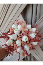 Pembe Islak Lale Gelin Buketi, Gelin Çiçeği, Islak Lale Gelin Buketi thumbnail 4