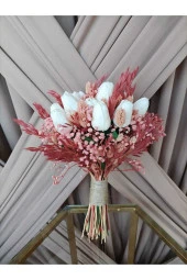 Pembe Islak Lale Gelin Buketi, Gelin Çiçeği, Islak Lale Gelin Buketi thumbnail 5