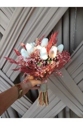 Pembe Islak Lale Gelin Buketi, Gelin Çiçeği, Islak Lale Gelin Buketi thumbnail 7