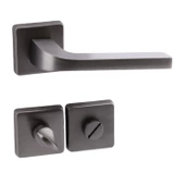 Tog Mat Füme Wc Banyo Uyumlu Kapı Kolu Kare Rozetli Kapı Kulpu Sağa Sola Uygun Kapı Kolları thumbnail 4