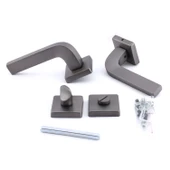 Tog Mat Füme Wc Banyo Uyumlu Kapı Kolu Kare Rozetli Kapı Kulpu Sağa Sola Uygun Kapı Kolları thumbnail 8