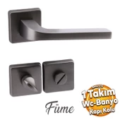 Tog Mat Füme Wc Banyo Uyumlu Kapı Kolu Kare Rozetli Kapı Kulpu Sağa Sola Uygun Kapı Kolları thumbnail 1