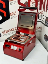 Sönmez Manuel Kase Kapatma 4 Gözlu Tabak Kapatma Makinesi Red - 1