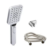 Lüks Duş Başlığı Set Banyo Fişkiyesi Seti Dikdörtgen Fiskiye Telefon Fonksiyonlu Başlık Metal Hortum thumbnail 5