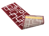 Glary Home GH40A-WR-GRY1 Kare Desenli Kaydırmaz Tabanlı 1'li Merdiven Halısı - Beyaz/Kırmızı - 1