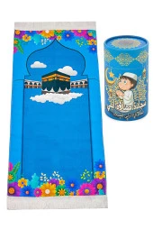 Arapça Namaza İlk Adım Seccadesi - Kumbaralı Oğlumun Çocuk Seccadesi - Tesbih Hediyeli thumbnail 1