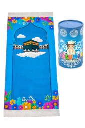 Türkçe Namaza İlk Adım Seccadesi - Kumbaralı Oğlumun Çocuk Seccadesi - Tesbih Hediyeli thumbnail 1