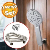 Lüks Duş Başlığı Banyo Fişkiyesi Seti Dikdörtgen Fiskiye Telefon Fonksiyonlu Başlık Metal Hortum thumbnail 1