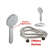 Lüks Duş Başlığı Banyo Fişkiyesi Seti Dikdörtgen Fiskiye Telefon Fonksiyonlu Başlık Metal Hortum thumbnail 3