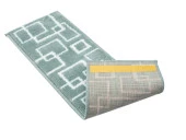 Glary Home GH40A-WT-GRY1 Kare Desenli Kaydırmaz Tabanlı 1'li Merdiven Halısı - Beyaz/Deniz Mavisi - 1