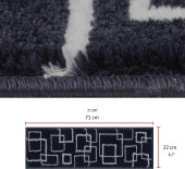 Glary Home GH40A-WT-GRY1 Kare Desenli Kaydırmaz Tabanlı 1'li Merdiven Halısı - Beyaz/Deniz Mavisi - 3