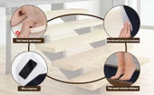 Glary Home GH40A-WT-GRY3 Kare Desenli Kaydırmaz Tabanlı 3'lü Merdiven Halısı - Beyaz/Deniz Mavisi - 8