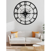 ALPHA METAL DESIGN Pusula Temalı Duvar Saati - 50X50 Cm Metal Duvar Saati - Siyah Duvar Saati AMD3110 - 2