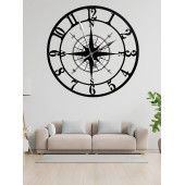 ALPHA METAL DESIGN Pusula Temalı Duvar Saati - 50X50 Cm Metal Duvar Saati - Siyah Duvar Saati AMD3110 - 4