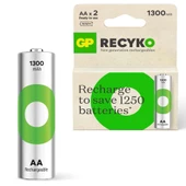 ŞARJLI PİL AA KALEM 1300MAH Nİ-MH (2 ADET) GP RECYKO GP130AAH - 2