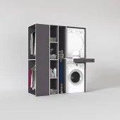 Kenzlife çamaşır-kurutma makinesi dolabı ve giysi dolabı çekmeceli attar sol gri 187*160*60  banyo thumbnail 1