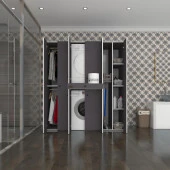 Kenzlife çamaşır-kurutma makinesi dolabı ve giysi dolabı çekmeceli ebuzer sağ raf gri 187*170*120  banyo thumbnail 1