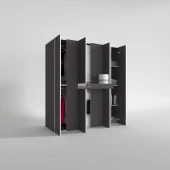 Kenzlife çamaşır-kurutma makinesi dolabı ve giysi dolabı çekmeceli ebuzer sağ raf gri 187*170*120  banyo thumbnail 2