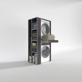 Kenzlife çamaşır-kurutma makinesi dolabı bacce sol gri 187*090*60 çekmeceli banyo thumbnail 2