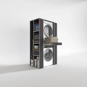 Kenzlife çamaşır-kurutma makinesi dolabı umare gri 187*110*60 çekmeceli raflı banyo thumbnail 2