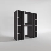 Kenzlife çamaşır-kurutma makinesi dolabı sadra gri 187*170*60 çekmeceli raflı banyo thumbnail 3