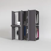 Kenzlife çamaşır-kurutma makinesi dolabı ve giysi dolabı çekmeceli eşari sağ gri 187*160*60  banyo thumbnail 2