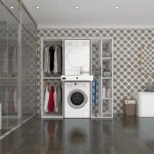Kenzlife çamaşır-kurutma makinesi dolabı ve giysi dolabı çekmeceli hattab sağ raf byz 187*160*60  % 100 FULL MDF - 1