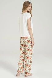 Kadın Büyüj Beden Çicek Desenli V Yaka Pijama Takımı - 10