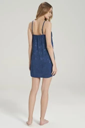 Kadın Jakar Kumaş Şal Desenli İp Askılı Gecelik - 5