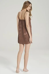 Kadın Jakar Kumaş Şal Desenli İp Askılı Gecelik - 9