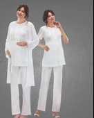 NEHİR 2036 Hamile Lohusa 3Lü Pijama Sabahlık Takım - 1
