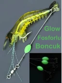 Eagenset Fosforlu Glow İğneli, Boncuklu Silikon Karides Yapay Yem Sarı - 1