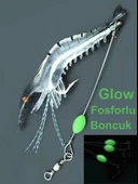 Eagenset Fosforlu Glow İğneli, Boncuklu Silikon Karides Yapay Yem Siyah - 1