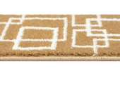Glary Home GH40A-WDBE-GRY3 Kare Desenli Kaydırmaz Tabanlı 3'lü Merdiven Halısı - Beyaz/Koyu Bej - 2