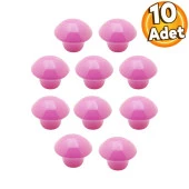 Mantar Düğme Mobilya Çekmece Çocuk Genç Odası Dolap Dolabı Kapak Kulbu Kulpu Kulpları Pembe 10 Adet - 1