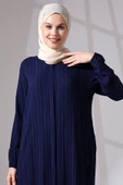 Kadın Bürümcük Kumaş Gizli Fermuarlı İkili Takım Hac Umre Kıyafeti Lacivert thumbnail 7