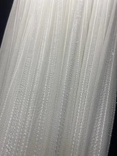 MAKARNA 550 MODEL SİMLİ KIRIK BEYAZ RENK HAZIR DİKİLMİŞ PİLELİ TÜL PERDE 300*260 thumbnail 3