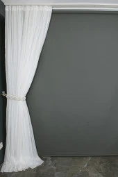 MAKARNA 550 MODEL SİMLİ KIRIK BEYAZ RENK HAZIR DİKİLMİŞ PİLELİ TÜL PERDE 300*260 thumbnail 7