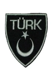 Türk Yazılı Bayrak Haki-siyah Nakış Işleme Arma Patch Peç Kumaş - 1