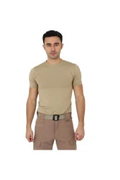 Bej Kısa Kol Microfiber T-shirt - Slim Fit Outdoor Tişört - 1