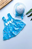 Kız Bebek Kız Çocuk Yazlık Elbise Askılı Şapkalı Bebek Takım Bebek Giyim - 4