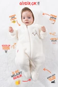 Welsoft Peluş Fermuarlı Kışlık Unisex Kız Erkek Bebek Uyku Tulumu Bebek Tulumu Çocuk Tulumu - 3