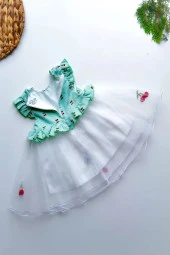 Yazlık Elbise Kısa Kollu Tüllü Tütü Astarlı Kız Çocuk Elbise Bebek Giyim Kız Bebek Elbise ELBKRZ - 3