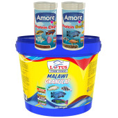 Lotus Malawi Granulat 3 Kg Kova, Amore Elite Protein Garlic ve Protein Chips 250ml Kutu Balık Yemi - 1