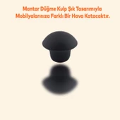 Mantar Düğme Mobilya Çekmece Çocuk Odası Dolap Dolabı Kulbu Kulpu Kulpları Mat Siyah Metal 10 Adet - 3